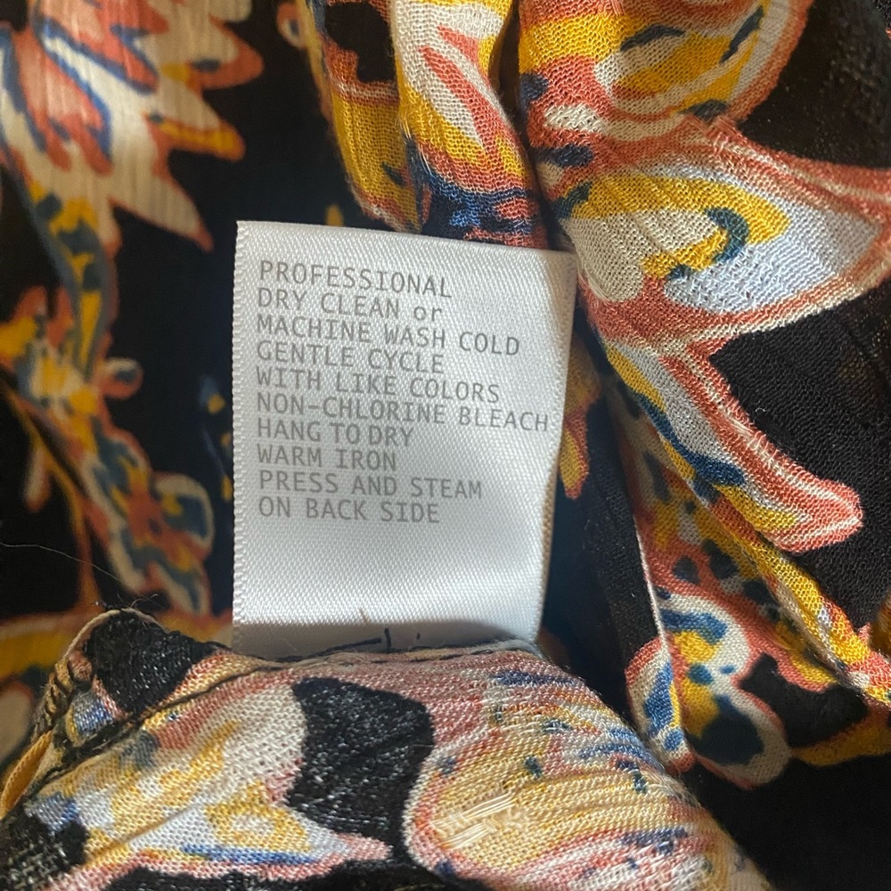 NWT Nicole Miller Pants Womens S Black Multi Floral Wide Leg Elastic Waist - Picture 8 of 9